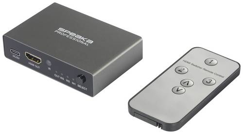 SpeaKa Professional SP-HDS-210 3 Port HDMI-Switch UHD 8K @ 60 Hz, UHD 4K @ 120Hz