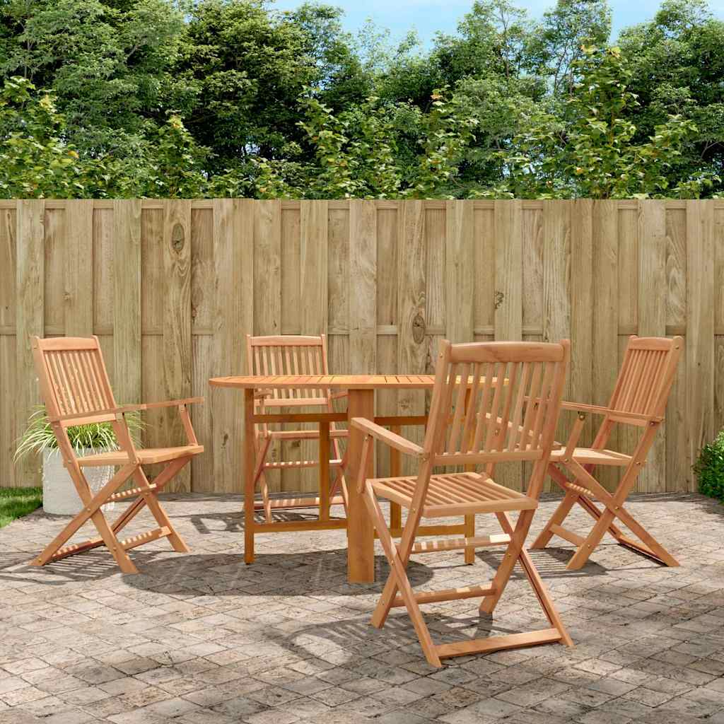 vidaXL Set comedor de jardín plegable 5 piezas madera maciza de acacia Marrón