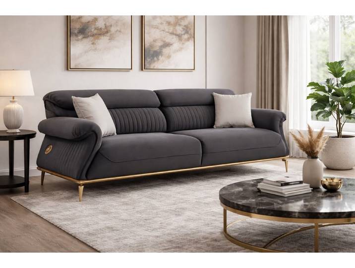 Xlmoebel Sofa Luxuriöses Möbelstück mit goldenen Akzenten für modernes Wohnen, Sofa 1 Teile, Made in Europa