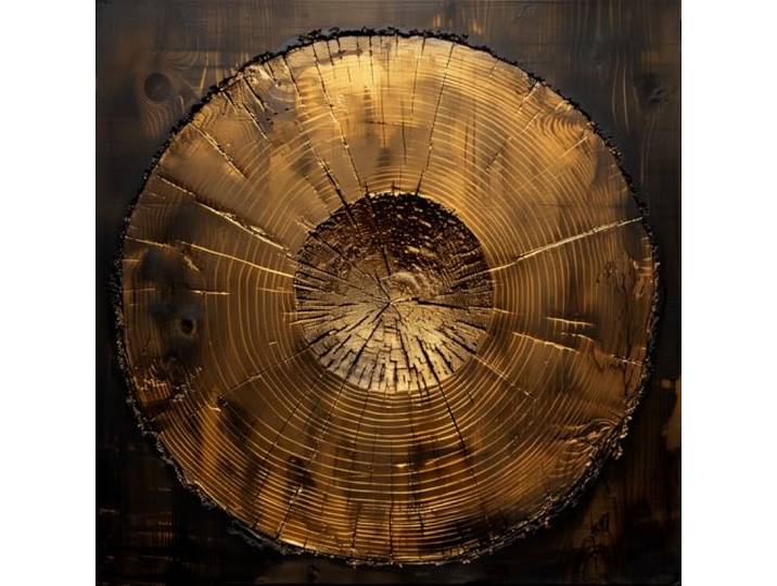 Queence Acrylglasbild Goldrush-Collection »Goldener Wald«, Abstrakte Kunst, Baum mit Blättern, Brilliante Tiefenwirkung Hochglanz Quadratisch (AGP01280, 70x70 cm)