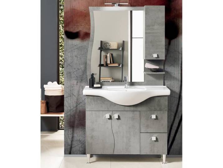 Miroir de salle de bain - ONDA - 100 cm - Bois - Éclairage LED - Design contemporain