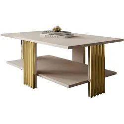 COUCHTISCH SAPHIRA GOLD mit Ablageboden, Kaschmir Matt