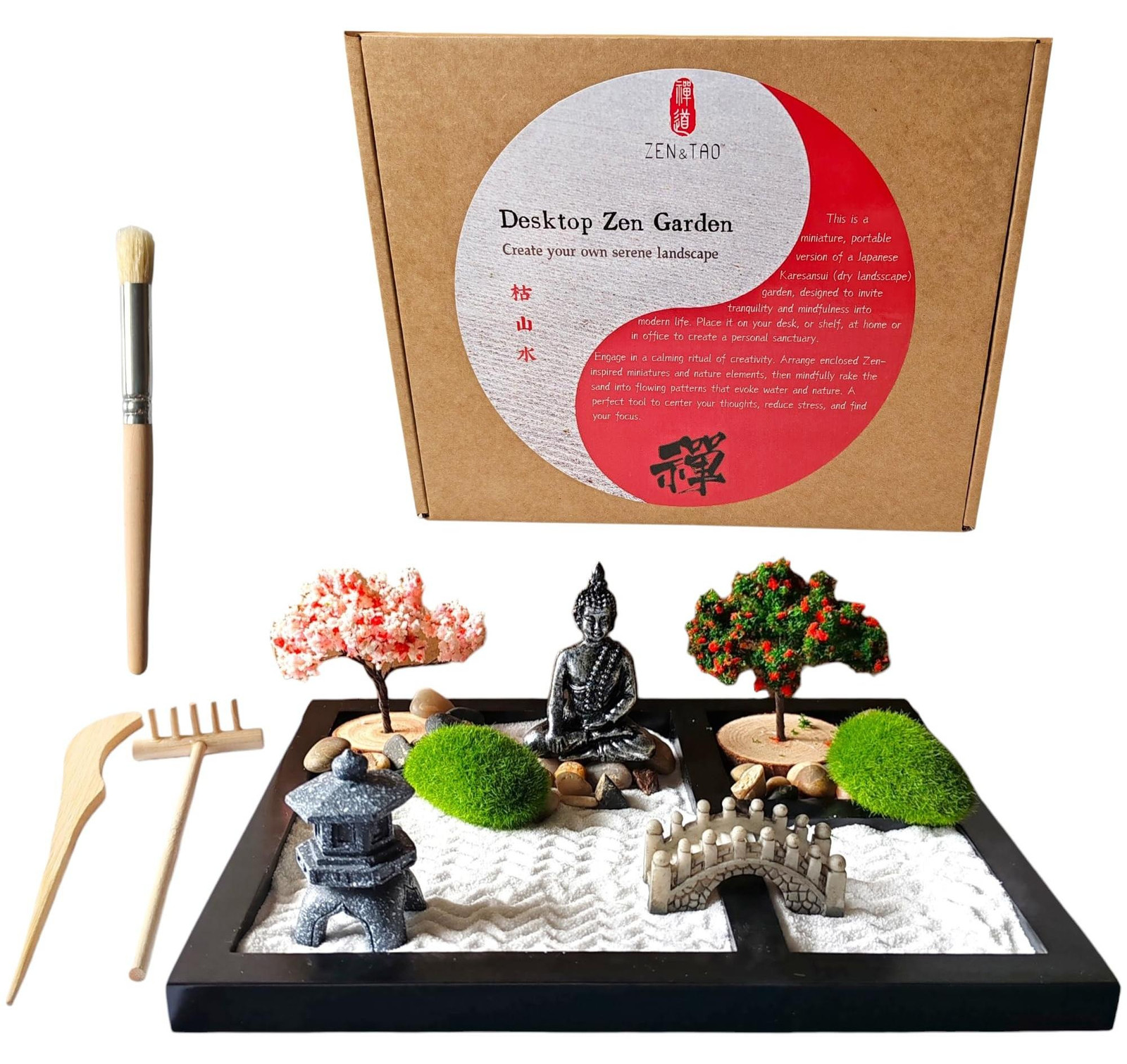 Merkloze Mini Japanse Zen Tuinset met Boeddhabeeld en Accessoires
