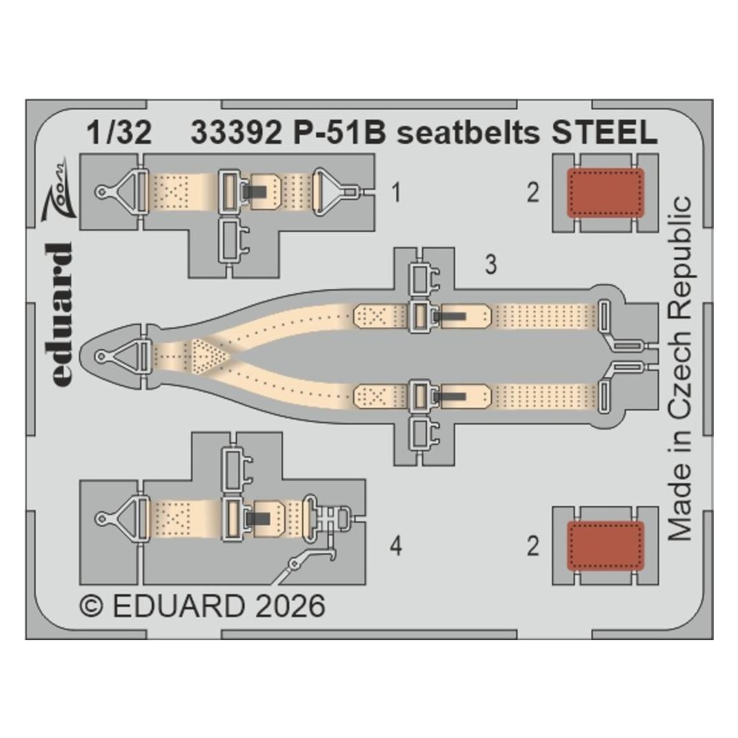 Eduard P-51B seatbelts STEEL for (33392)