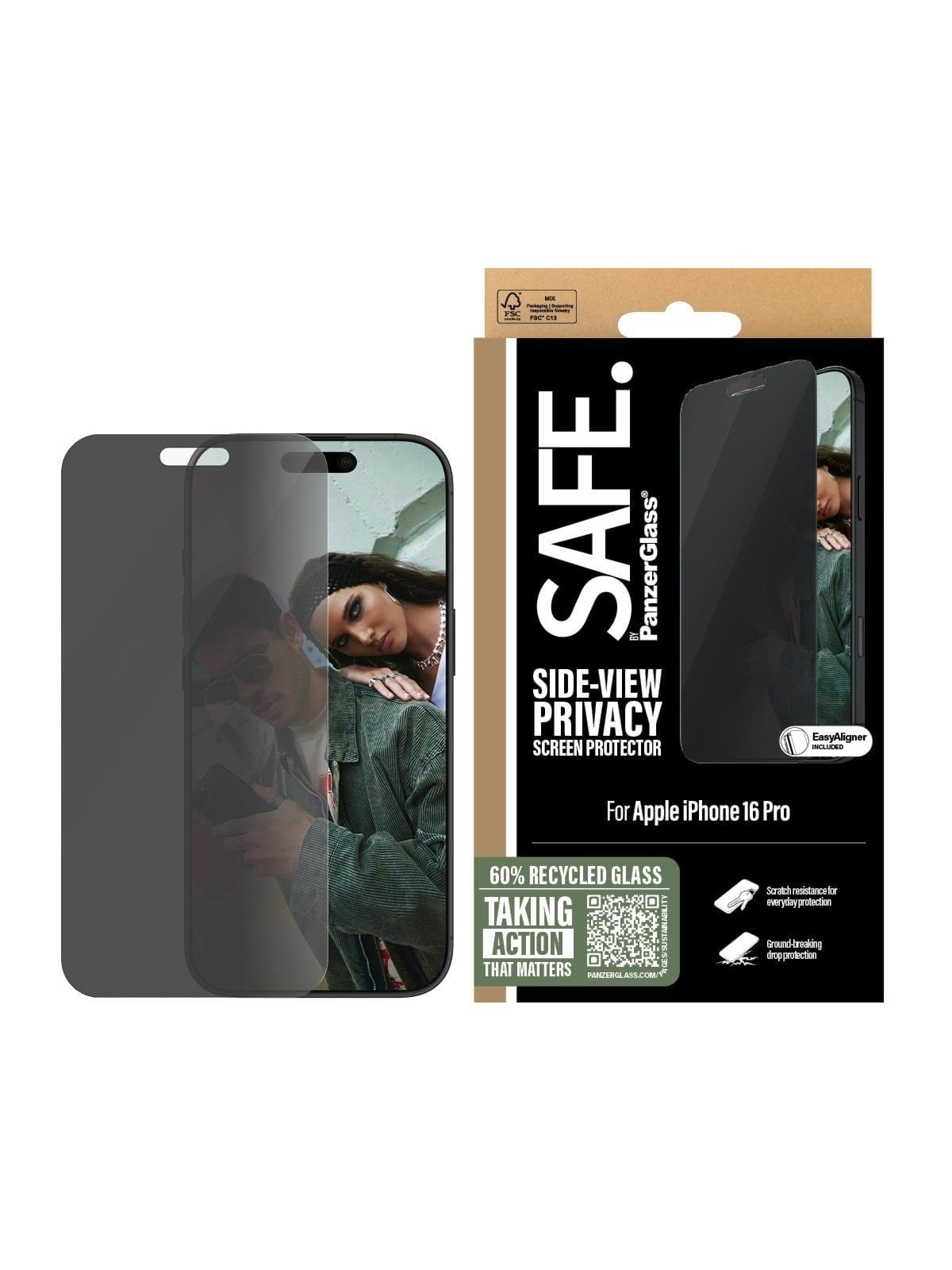 SAFE by PanzerGlass Privacy Screen Protector iPhone 16 Pro | Ultra-Wide Fit