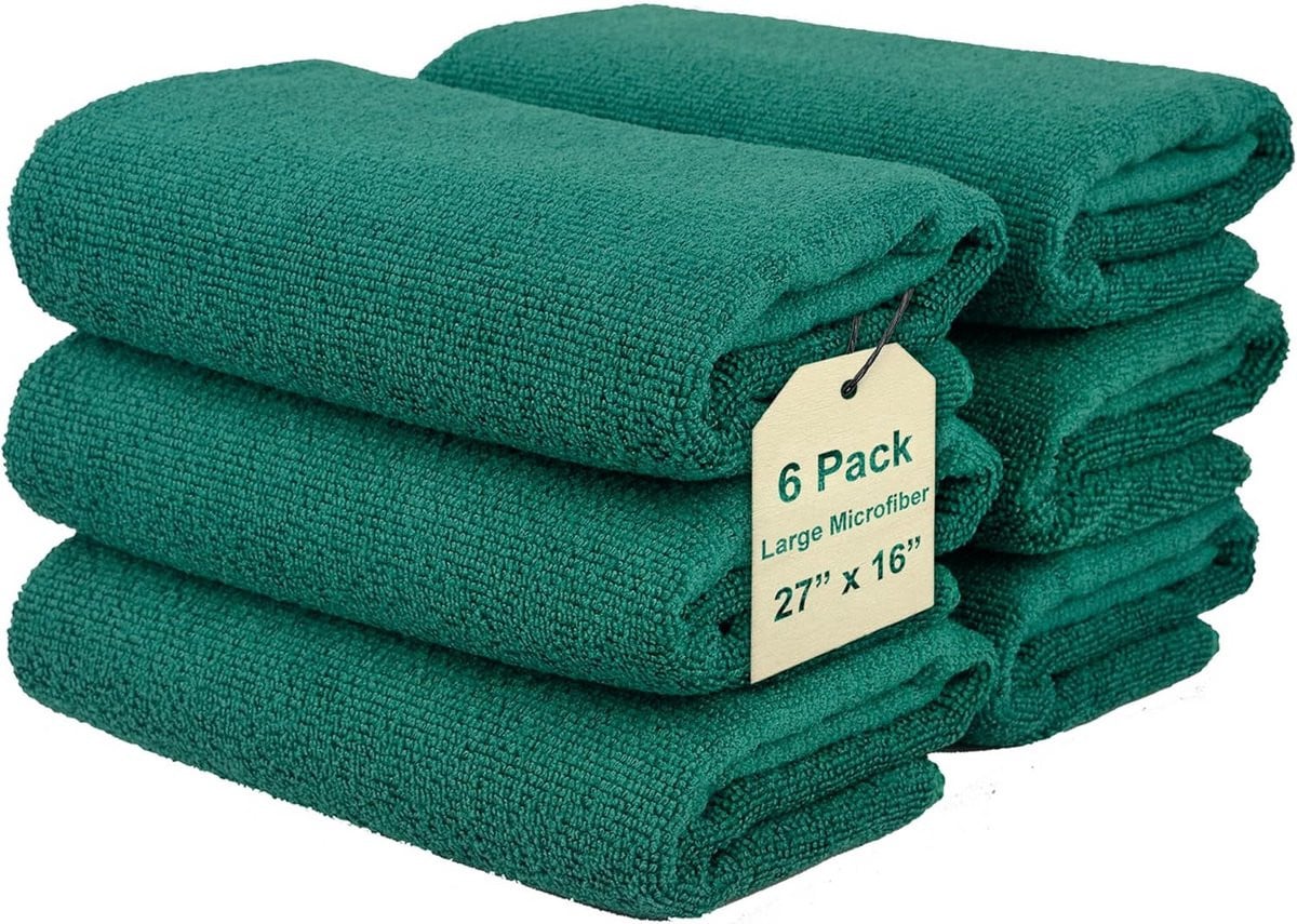 Set van 6 grote, zeer absorberende microvezel washanddoeken