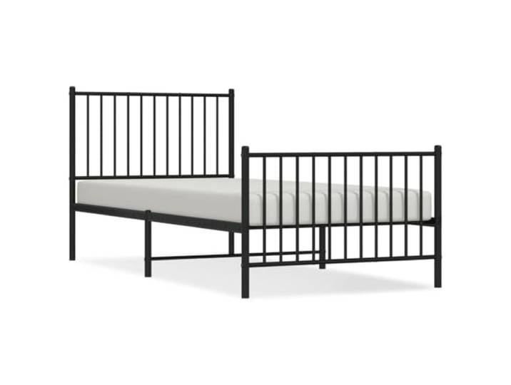 KKgypkn Bettgestell mit Kopf- und Fußteil, schwarzes Metallbett, stabiles Metallbett 90x200 cm, pulverbeschichteter Stahlrahmen mit Lattenrost und Mittelbeinen, zusätzlicher Stauraum