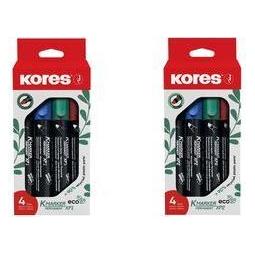 Kores Permanent-Marker ECO XP1, Rundspitze, 4er Etui Strichstärke: 3 mm, schnell trocknend, lange Cap-o (4x) (M20764)