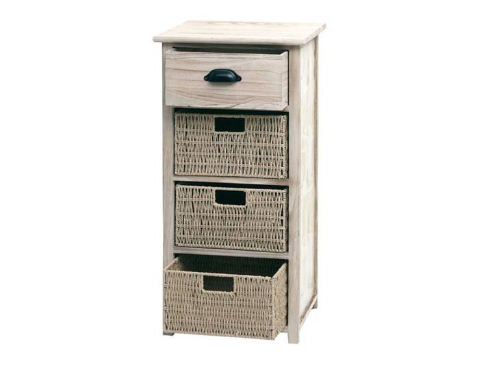 Commode avec tiroir et 3 paniers 83x40x29 cm paniers naturels marron clair 04_0006507