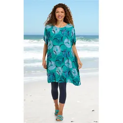 Viskose-Kaftan in Druck türkis in Größe 52-58 von DW-Shop, Türkis, 52-58