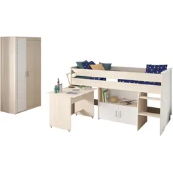 Parisot Multifunktionsbett mit Kleiderschrank "Charly 5" Akazie-Weiß