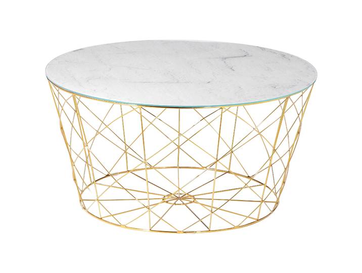 Salontisch Lavado weiss, gold Glas, Metall B 80 T 80 cm