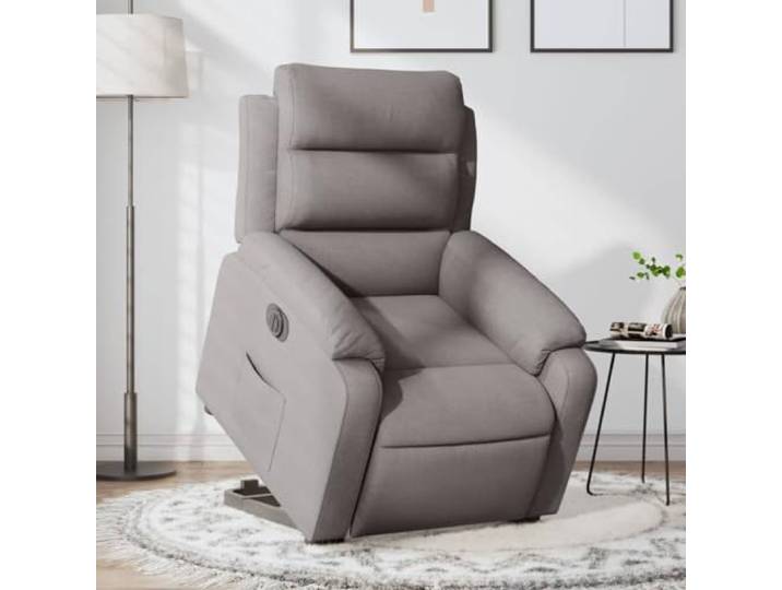 HEFZGDB Elektrischer Relaxsessel mit Aufstehhilfe und Liegefunktion Taupe Stoff, 135 Grad Neigung, Seitentasche, Bequem und Stabil