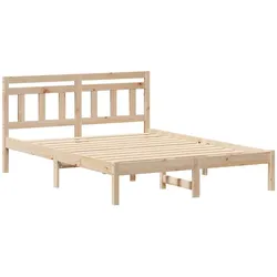 vidaXL Bettgestell mit Kopfteil Braun Massivholz Kiefer