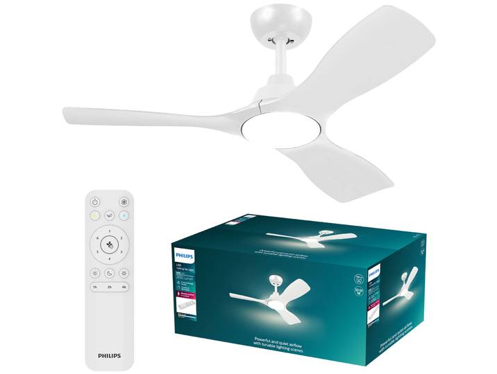 Deckenventilator mit Licht Philips weiss B 106 cm Leuchtmittel inklusive - LED - LED Energiesparlampen