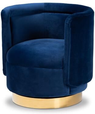 Baxton Studio Saffi Glam and Luxe Upholstered Swivel Accent Chair