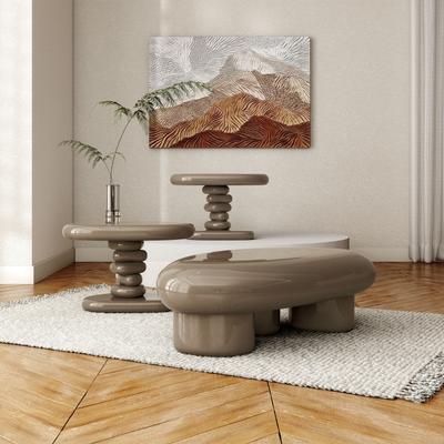 247 Shop At Home Modern 3-Piece Oval Glossy Low Profile Accent Table Set
