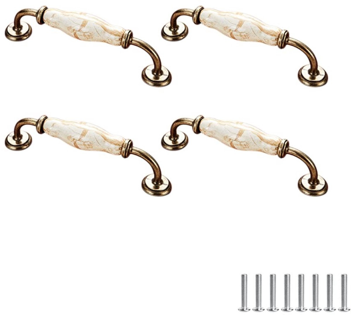 Dailygoods Kastdeurgrepen Vintage Keramisch - 4 Stuks - Boogvormig Ontwerp - Meubelknop Decoratief