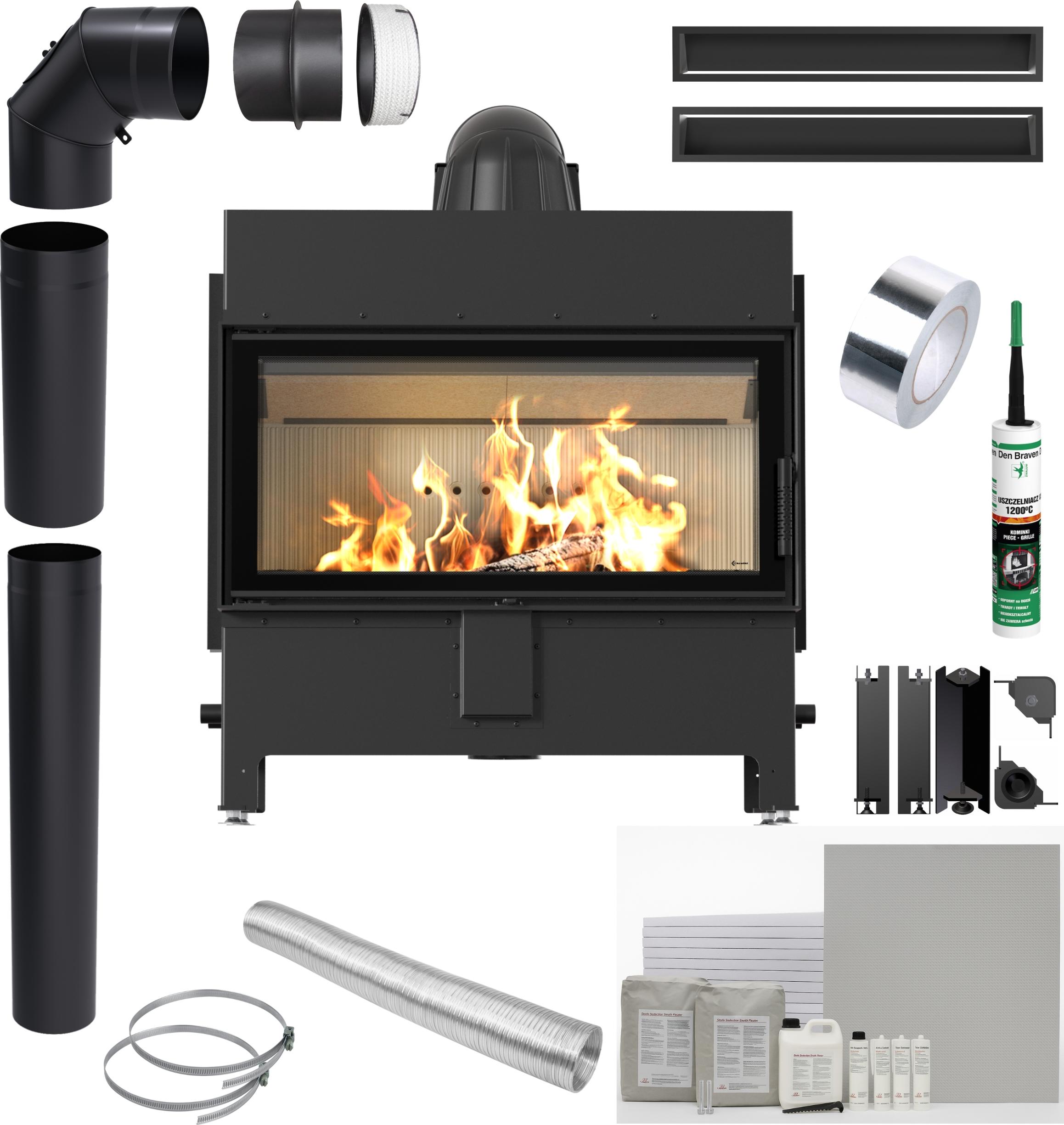 KRATKI LUCY 16kW Ø200 Kamineinsatz mit Einbausatz und Rekuperation