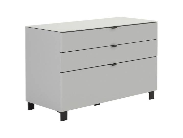 Hom`in Sideboard, Grau, Hellgrau, Kunststoff, 2 Schublade(n) Schubladen, 110.1x73.1x52.5 cm, Beimöbel erhältlich, Abdeckplatte aus Glas, Wohnzimmer, Kommoden & Sideboards, Sideboards