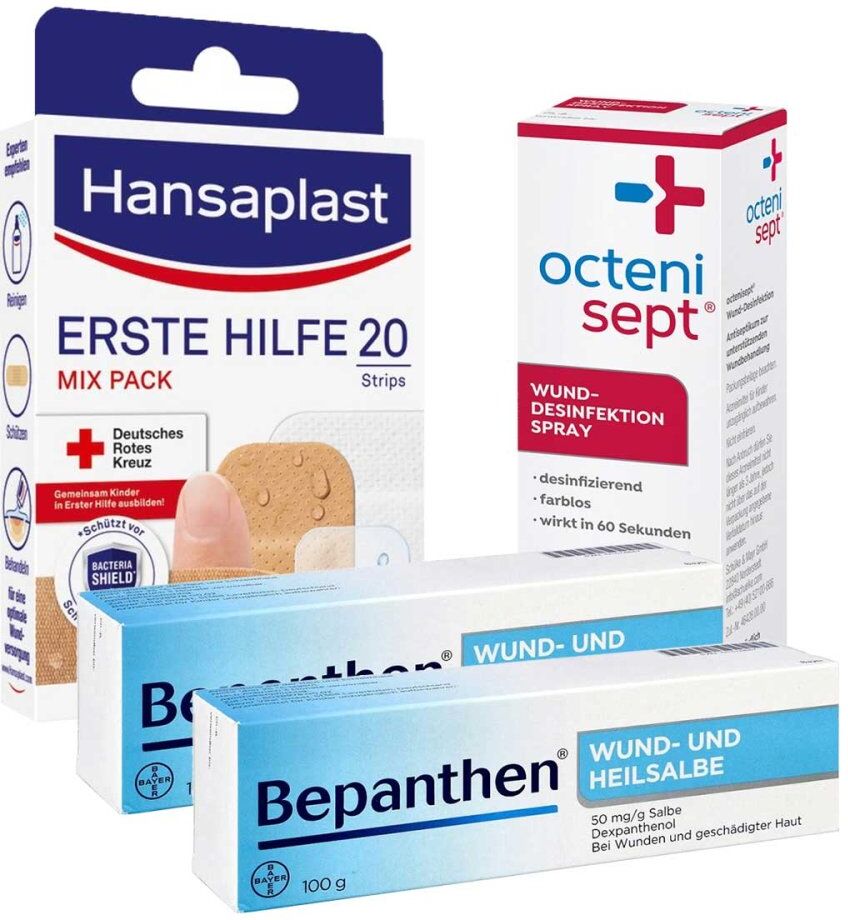 Wundversorgungs-Set mit 2x100g Bepanthen Wund- und Heilsalbe 1Pck