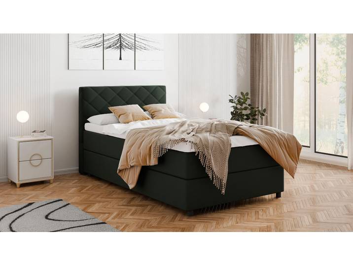 BOXSPRINGBETT Diamaro 120x200 cm mit Bettkasten und Topper - Dunkelgrün