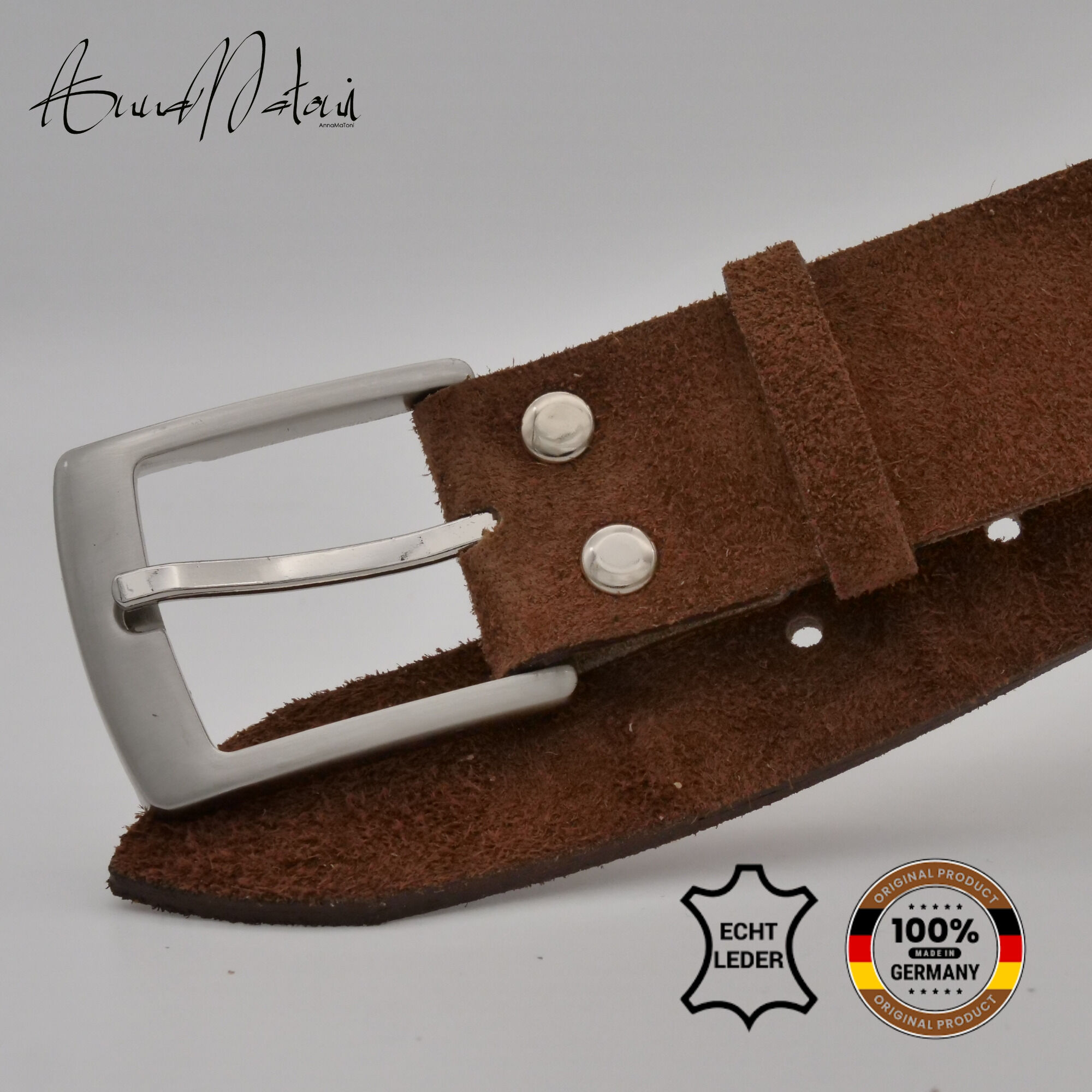 Ledergürtel ANNAMATONI "AnnaMatoni Herren Ledergürtel Zeitloses Design Gürtel 3,5cm", Herren, Gr. TW115 - 130cm Gesamtlänge, braun 650, 100% Leder, Gürtel Ledergürtel