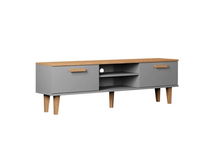 Petits-meubles Tv-Möbel Denver Grau, 160x47x35 cm, Wohnzimmer, TV Möbel, Lowboards, Lowboards stehend