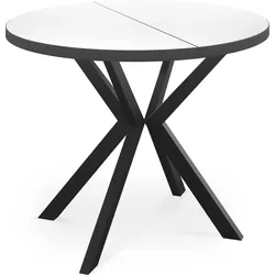 ESSTISCH Vincento runder ausziehbar, Weiß 120-200/120/76 cm