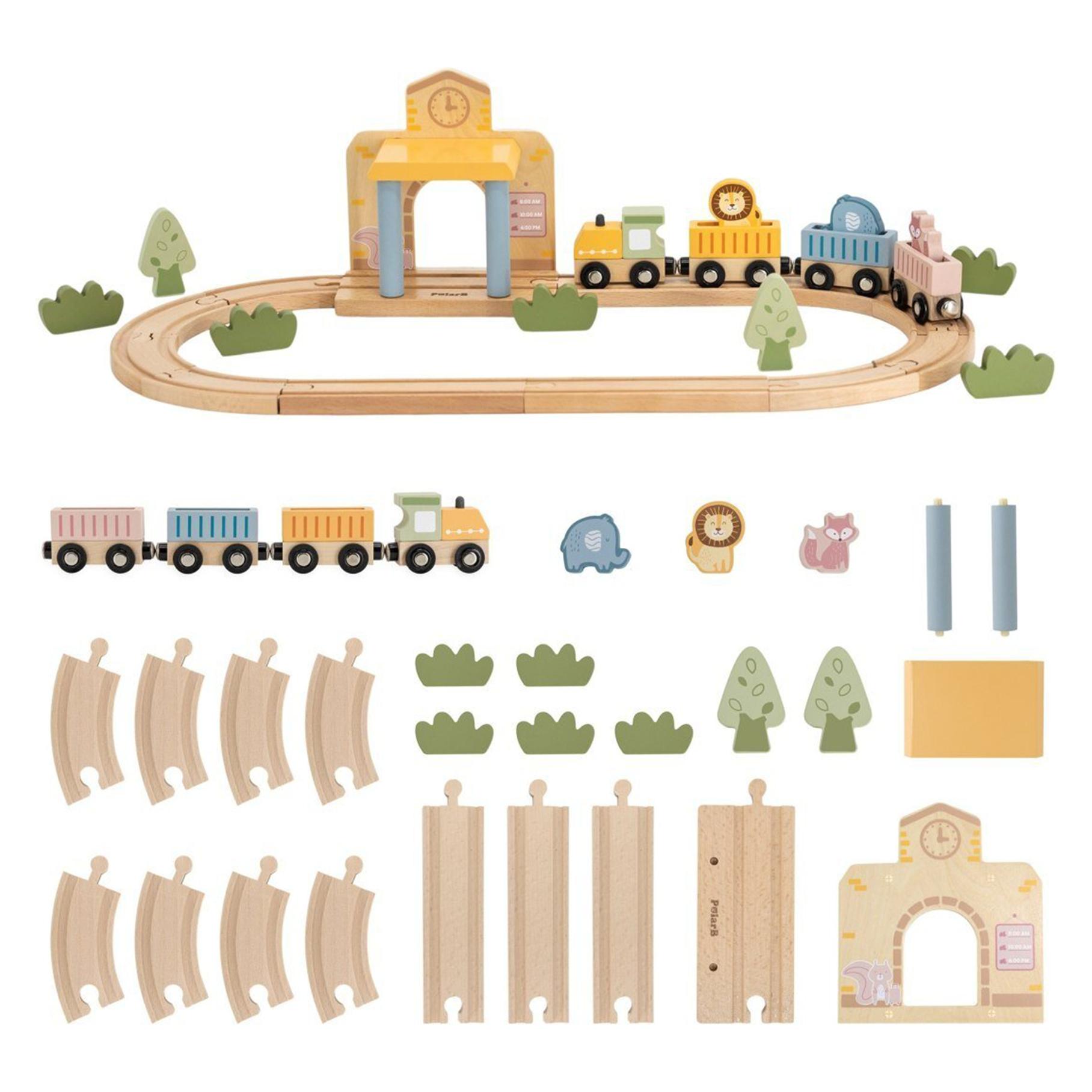 Viga Toys Holzeisenbahn-Set 30 Teile (6777)