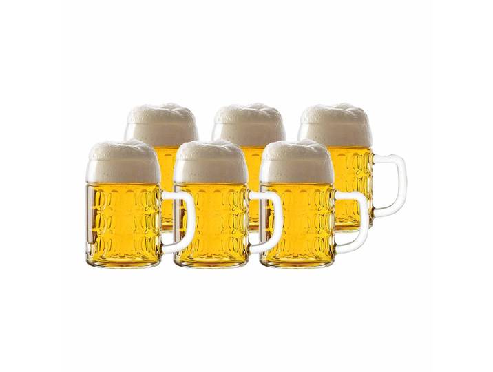 Bierkrug STÖLZLE Bierkrüge Kaiser 0,3 Liter 6er Set transparent , bunt (transparent), Glas, Trinkgefäße, Bierkrug