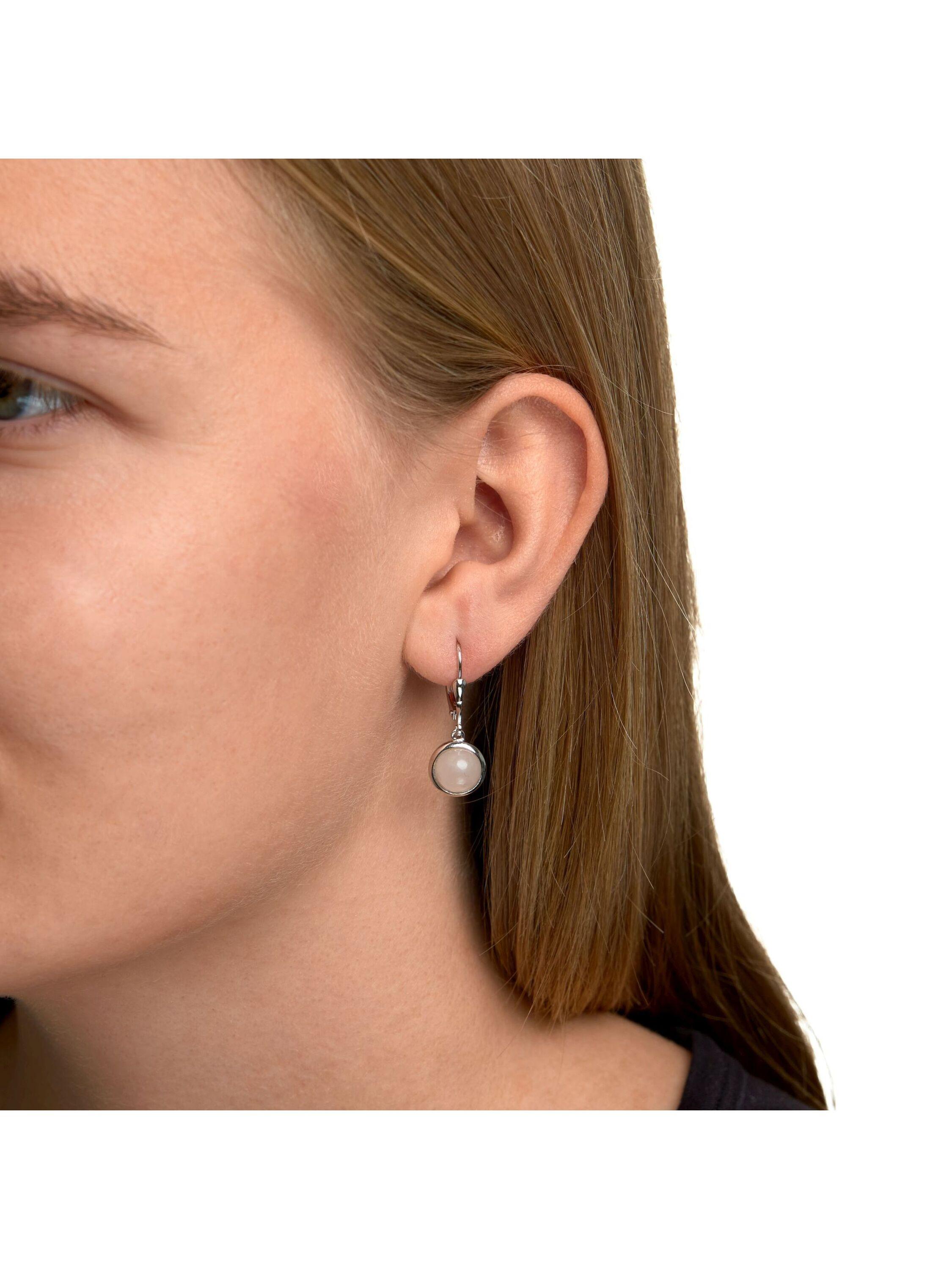 Zeeme Gemstones Ohrringe Silber 925 rosé-vergoldet mit echtem Rosenquarz