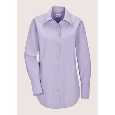 Langarmbluse MADELEINE "Hemdbluse Baumwollbluse mit Hemdkragen", Damen, Gr. 34, lila (hellamethyst), Obermaterial: 100% Baumwolle CO., Modern, figurumspielend, Blusen, Ärmelschlitz