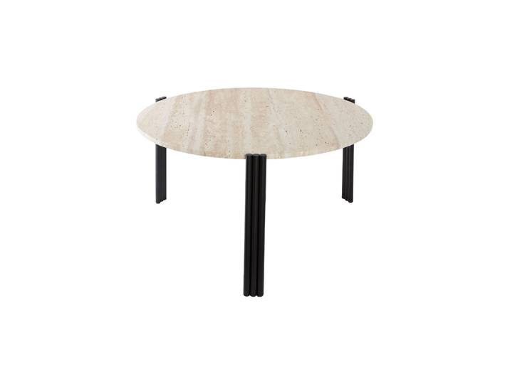 Marmor Design Beistell-/ Couchtisch „Tribus“ Schwarz/Travertin Ø 80 x 45 cm AYTM