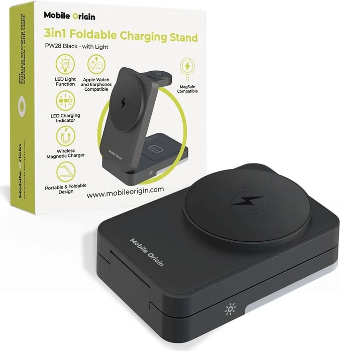 Mobile Origin 3in1 Foldable Charging Stand With Light PW28 Black