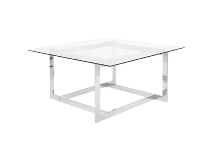 Beliani Moderner Couchtisch aus Glas mit Metallgestell Silber Crystal