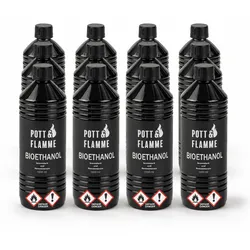 Pott & Flamme Bioethanol 12x 1000 ml Flasche  mit Sicherheitsverschluss