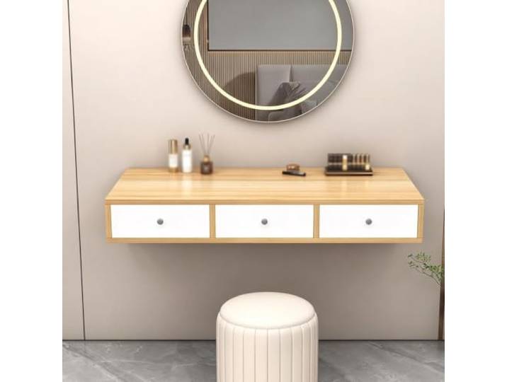 PGZMDTWI Schwebender Schminktisch, Wandtisch, Holz-Arbeitsplatz Modernes Nordisches Design und Platzsparend für Büro, Wohnung und Kleine Räume(C,120 cm47.24 in)