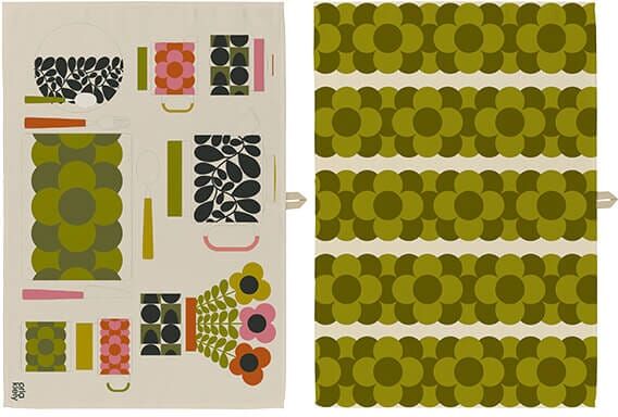 Orla Kiely Retro Green Stripe Set of 2 Tea Towels