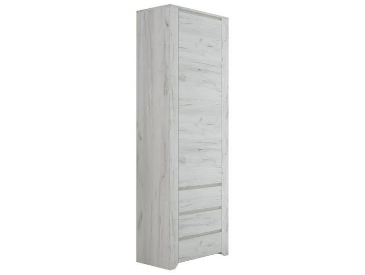 Feldmann-Wohnen Stauraumschrank Angel (1-türig, dahinter 3 Einlegeböden, 3 Schubladen, 1-St., moderne Holzoptik, Griffmulden) 56x40x191cm Weißeiche mit Griffmulden