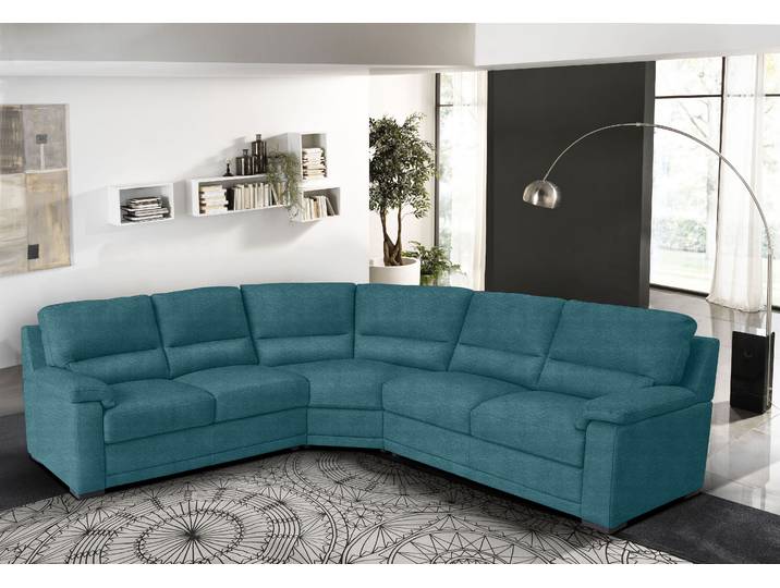 Ecksofa, Luxus-Mikrofaser BLUSH, Teal, 266×246 cm, Fleckenabweisend, Modern, EGOITALIANO