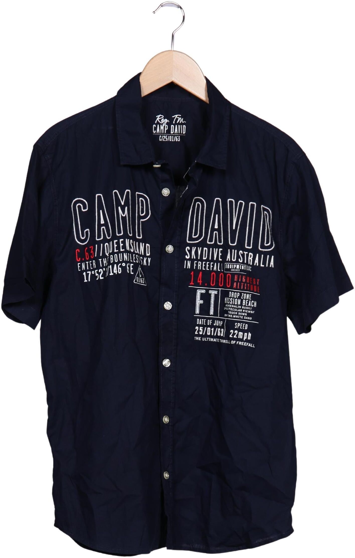 Camp David Herren Hemd, Marineblau, Gr. L, Baumwolle - Second Hand