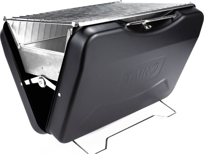 TAINO MOX Barbecue au charbon de bois BBQ Barbecue de valise Barbecue de camping Barbecue au charbon de bois style rétro pliable Griller portable mobile Noir