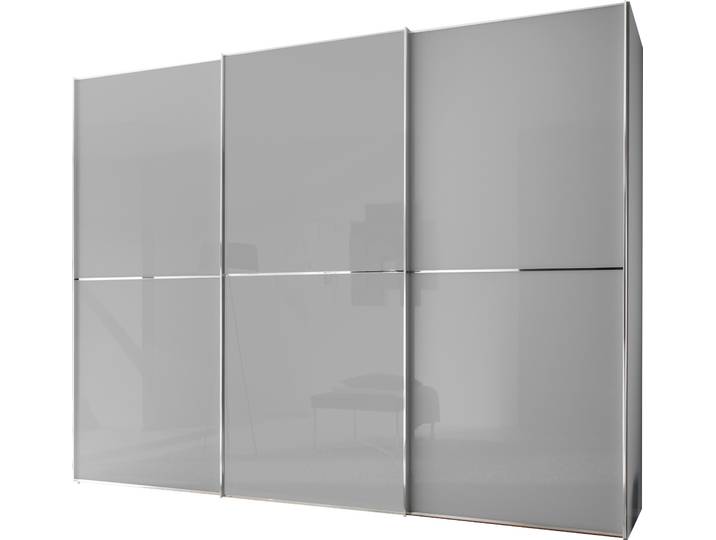Schwebetürenschrank, Holzwerkstoff, Grau (Hellgrauglas), 249×222×68 cm, Glastüren, Modern, Staud