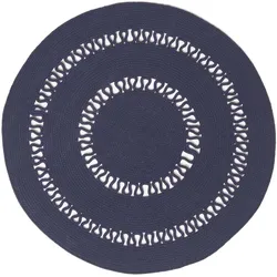 TEPPICH geflochten rund mit Häkel-Muster 70 cm