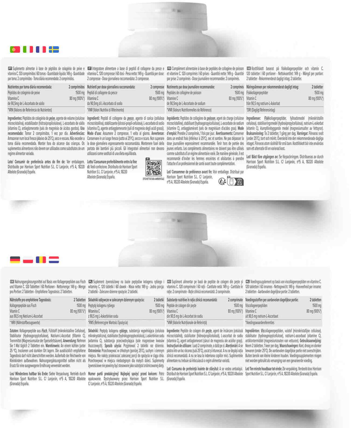 HSN Colágenio marinho & vitamina C - 120 tabs - Saúde articular - Tabletas - 60 Serviços