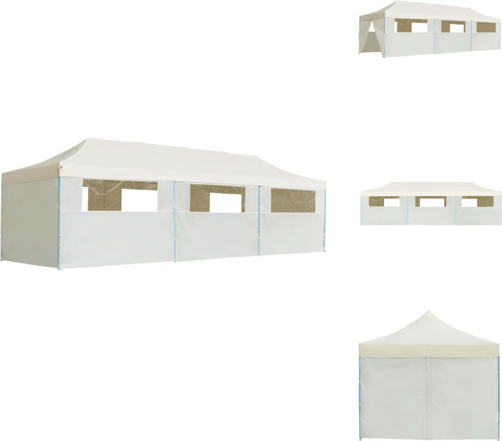 vidaXL Faltzelt Partyzelt Pop-Up mit 8 Seitenwänden 3 x 9 m Creme - Pavillons & Partyzelte