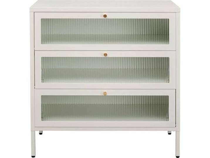 Kare Design Kommode Naxos, Weiß, Kommodenschrank, Aufbewahrung, Stahlgestell, mit 3 Ablagen, Schlafzimmer, Flur, 85x80x35 cm (H/B/T)