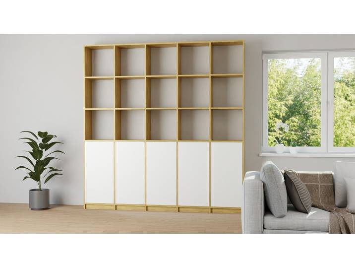 Schlichtes Regalsystem - Bücherregal mit vielen Optionen Eiche Natur geölt