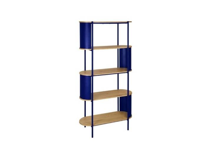sweeek Etagère bibliothèque métal courbé et décor bois 5 niveaux bleu - Molto MOLTO